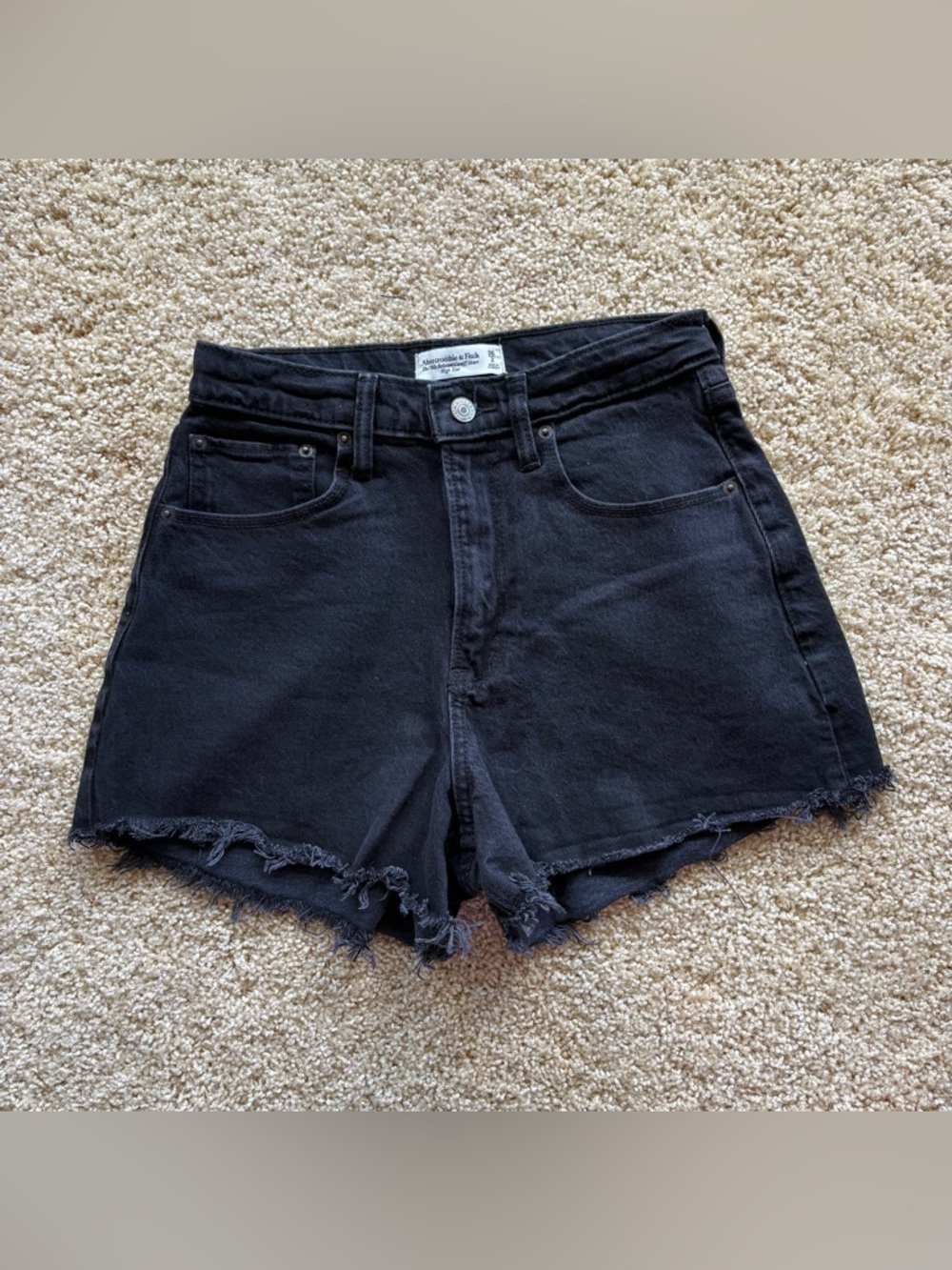 Abercrombie & Fitch Black Frayed Denim Shorts